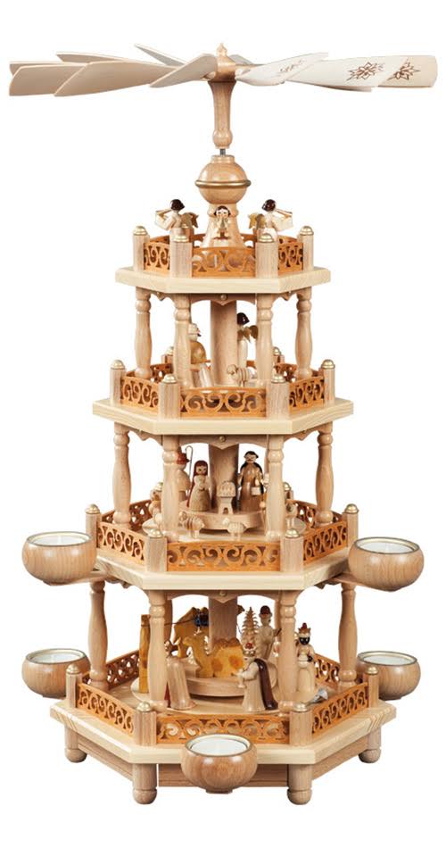 3-tier Natural Christmas Pyramid with Tealights F226002