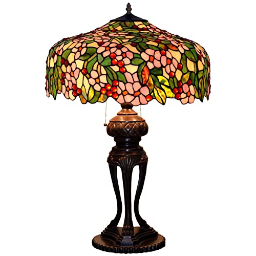 Peach Stained Glass 3-Light Table Lamp S640