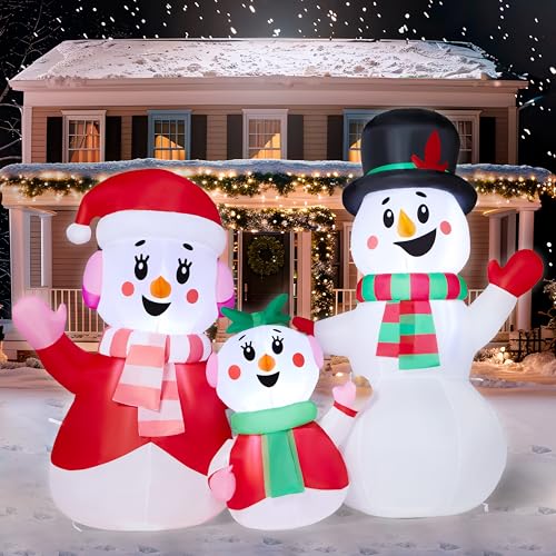 4 FT Christmas Inflatables Snowman Family with Build-in LEDs N120