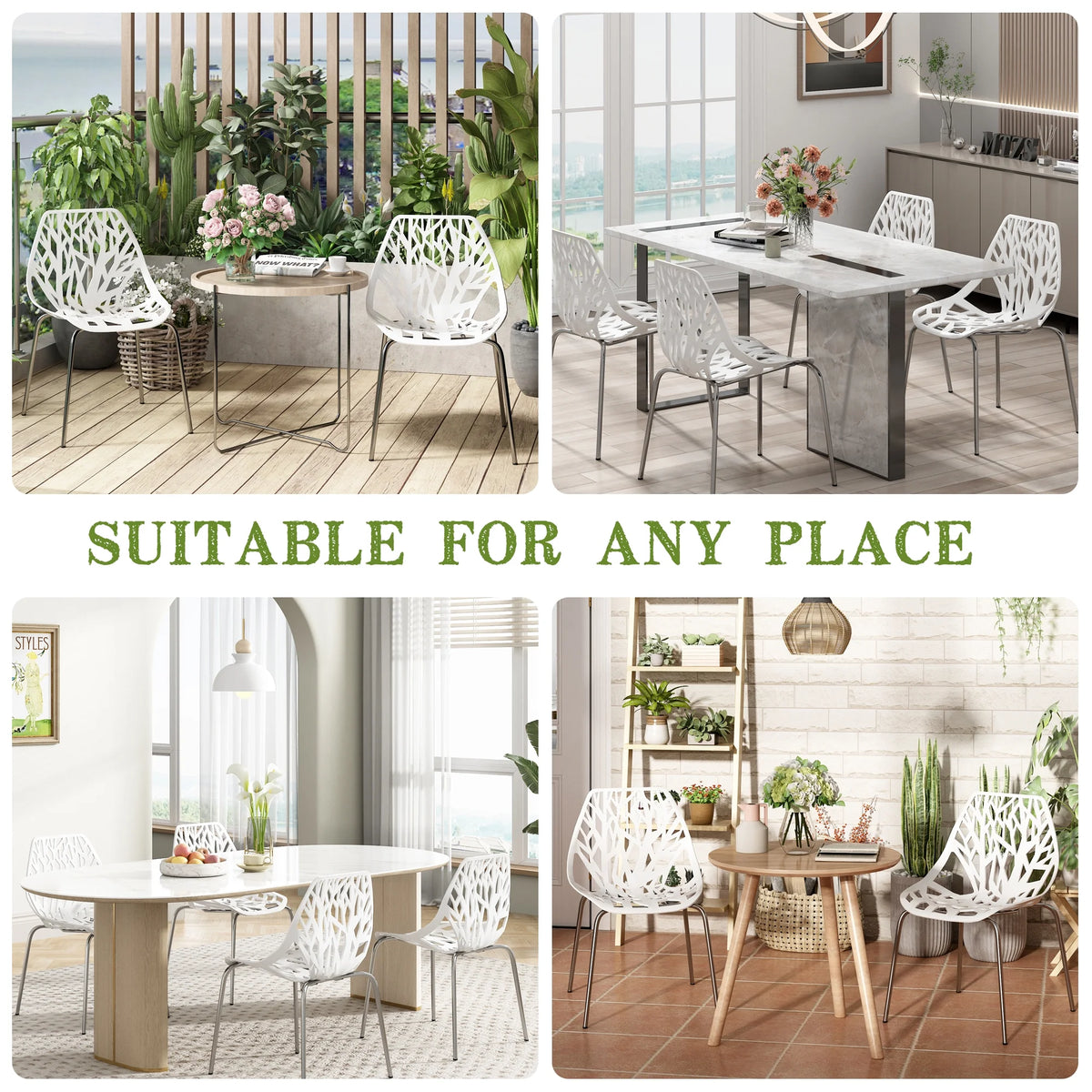 White Set of 4 Stackable Plastic Side Chairs Q715341