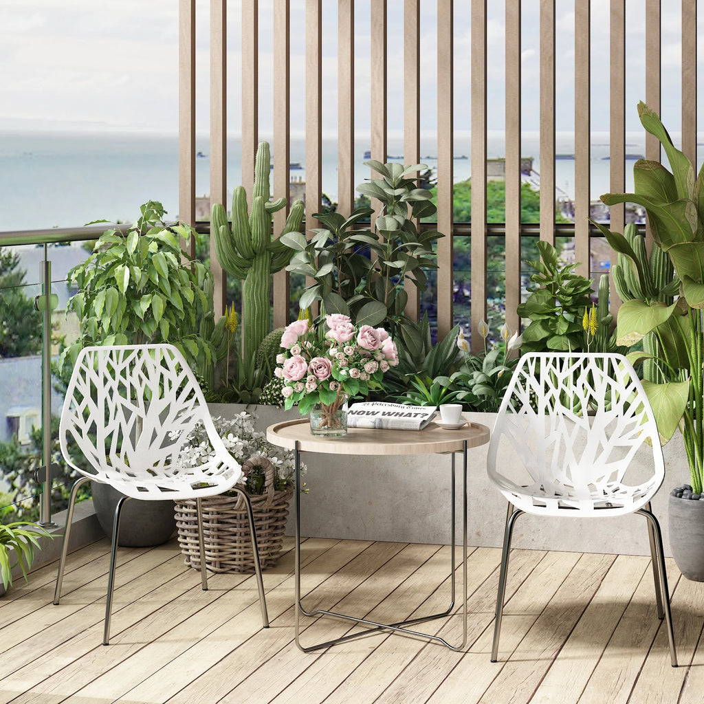 White Set of 4 Stackable Plastic Side Chairs Q715341