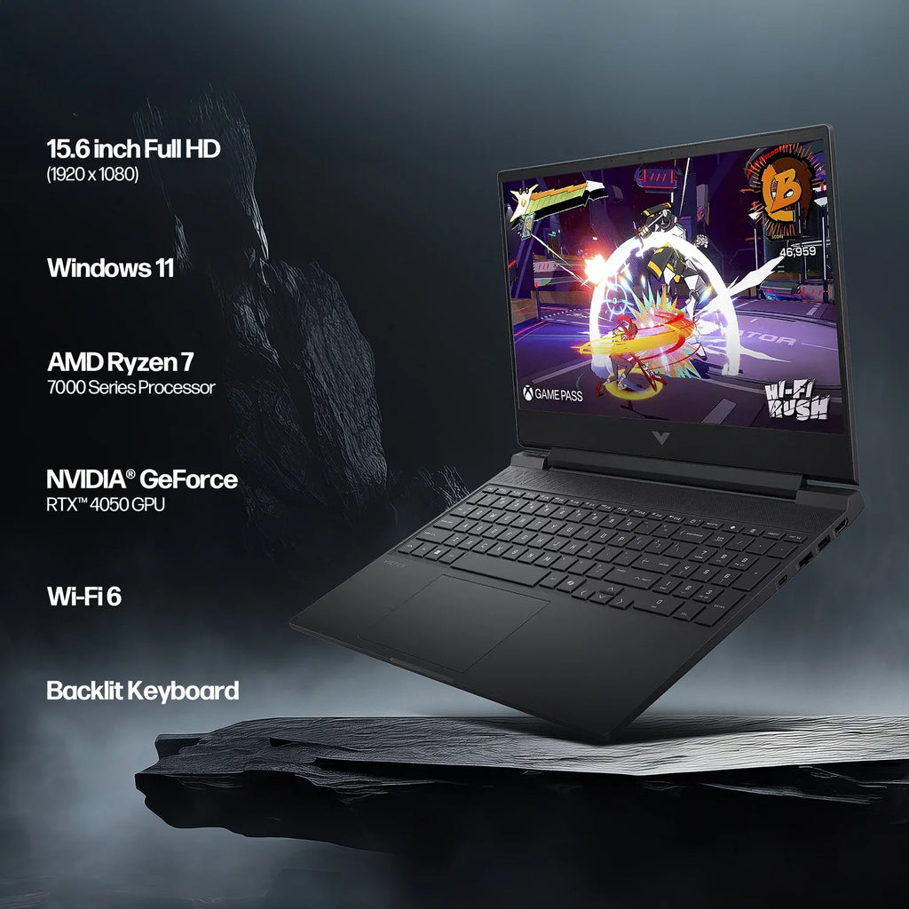 15.6" FHD 144Hz Gaming Laptop, AMD Ryzen 7 7445HS, 64GB RAM, NVIDIA RTX 4050 GPU, 2TB SSD, Mica Silver, Windows 11 Pro F62672