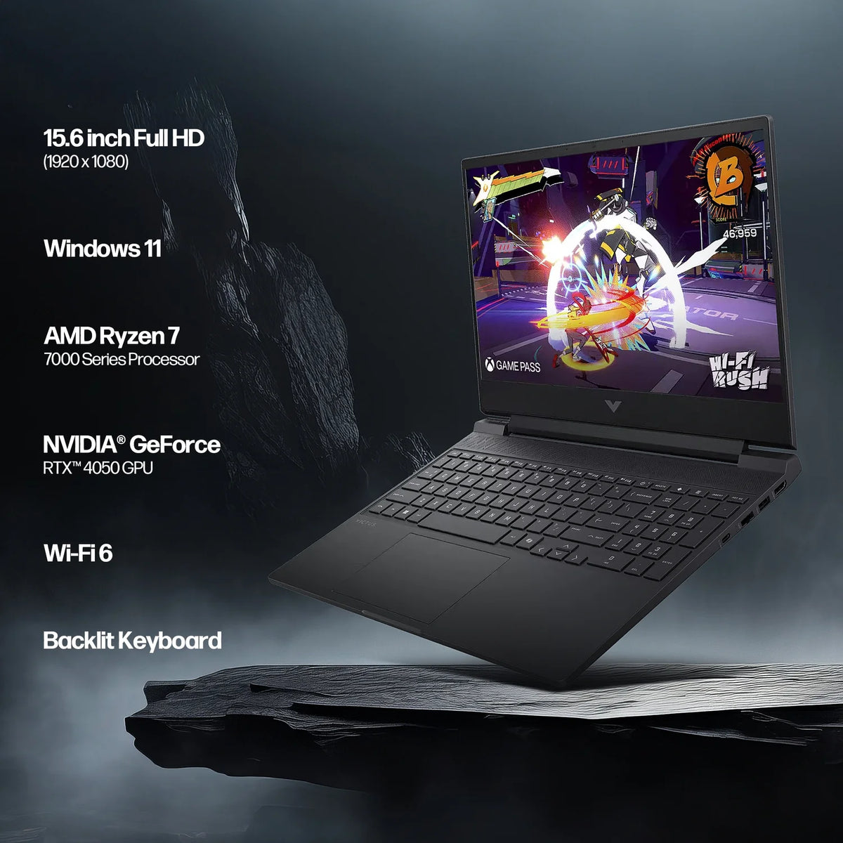 15.6" FHD 144Hz Gaming Laptop, AMD Ryzen 7 7445HS, 64GB RAM, NVIDIA RTX 4050 GPU, 2TB SSD, Mica Silver, Windows 11 Pro F62672