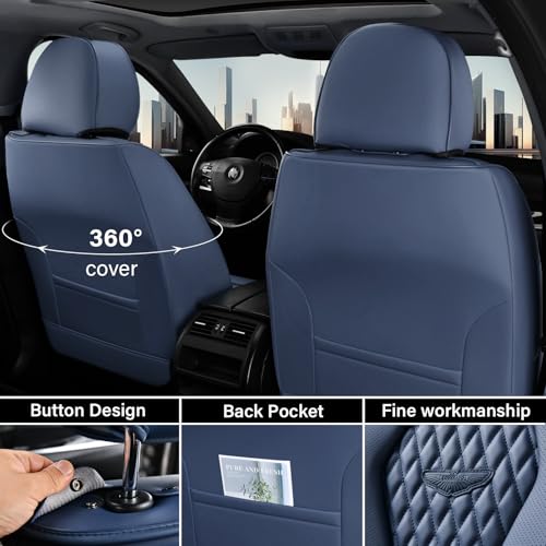 Black Leather Car Seat Covers Full Set Y2940
