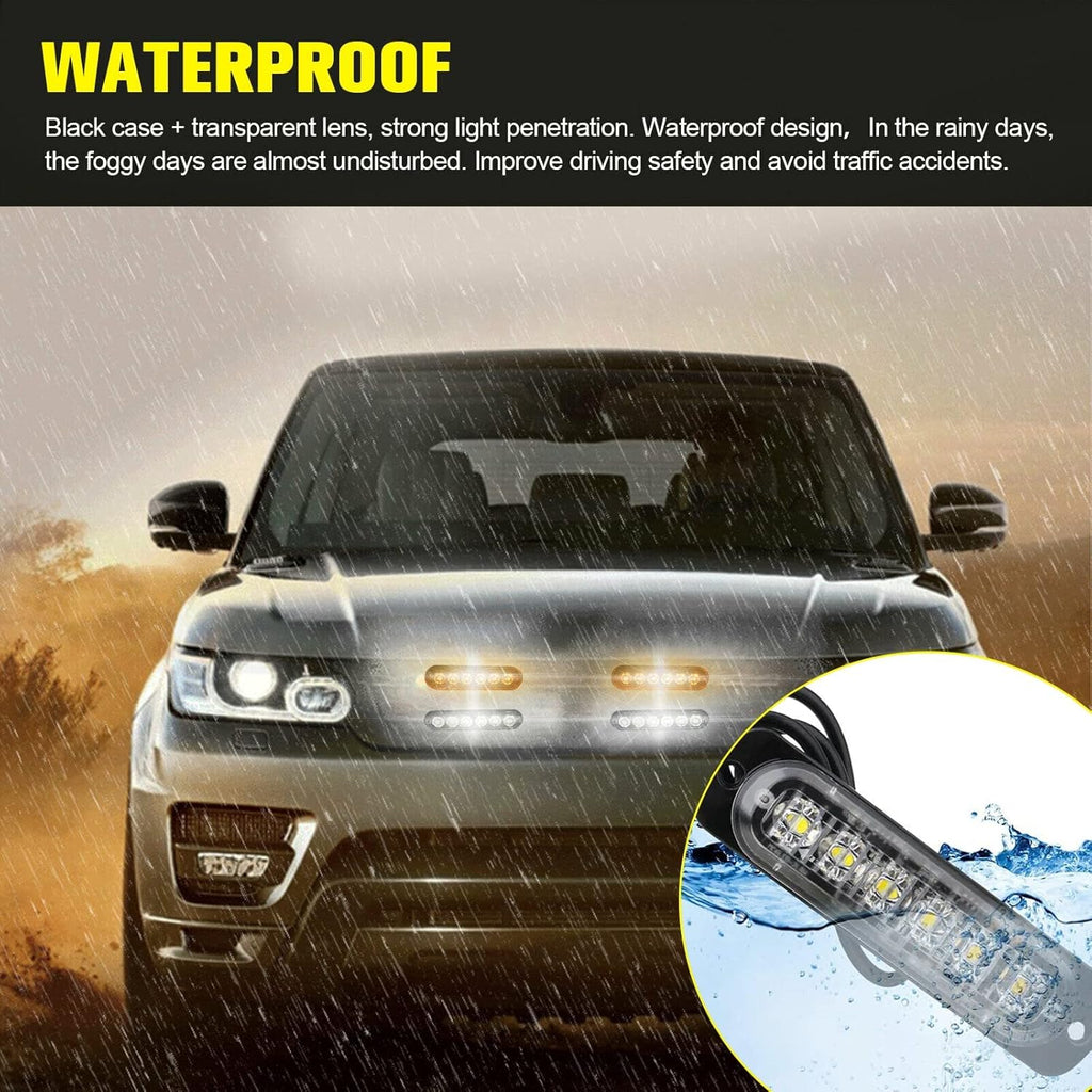 16Pcs LED Emergency Strobe Lights with Control Switch, Amber White, Pack of 2 I7577
