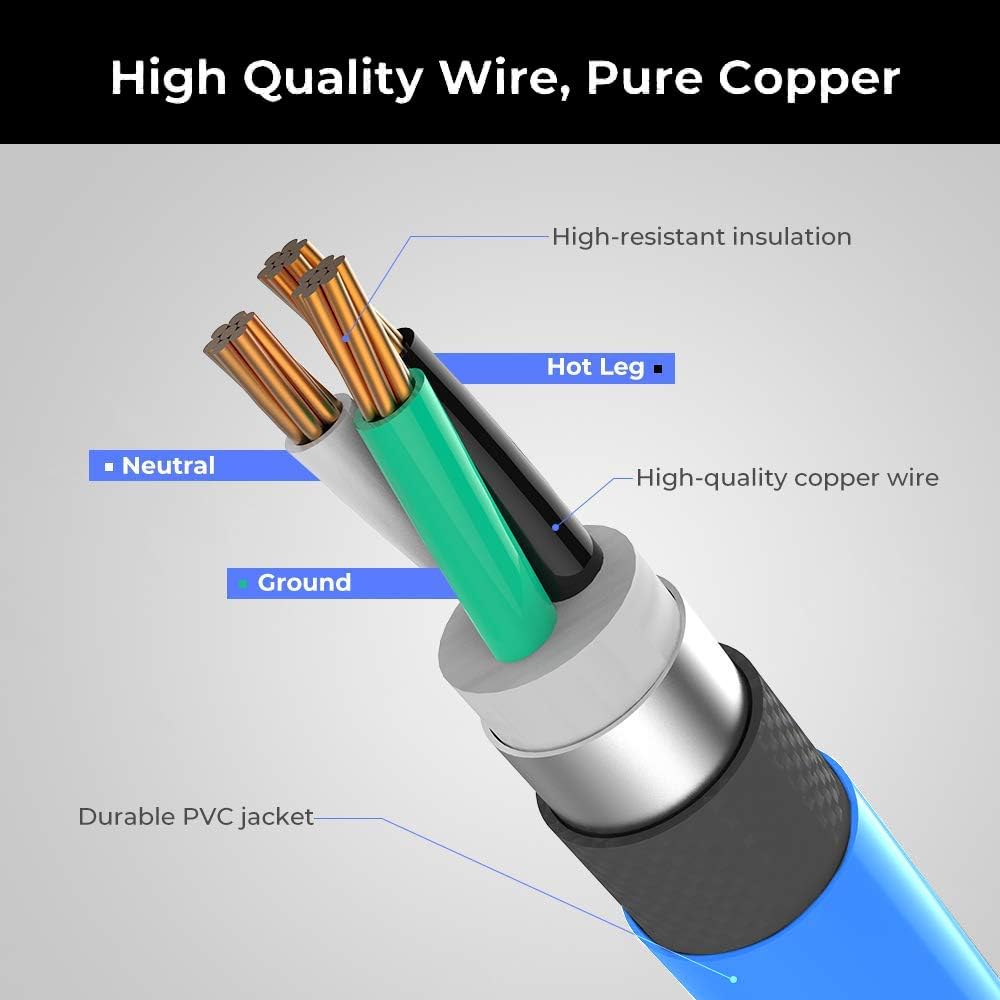 3 Prong 50 Amp Generator Extension Cord 23FT 6-50R Female 6-50P Male 125/250V 12000W 12AWG SJTW Pack of 2 V365596