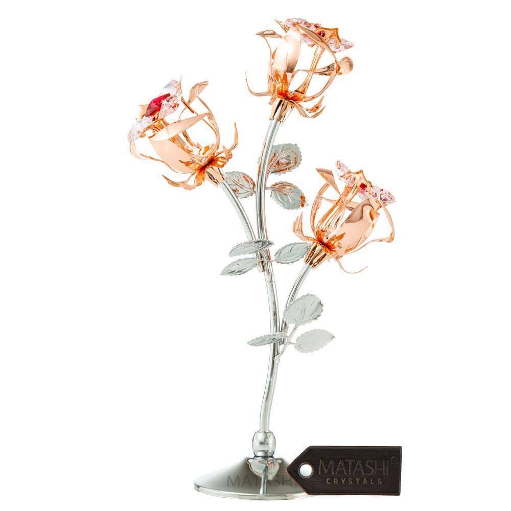Pink Crystal Rose Flower Tabletop Sculpture V28630