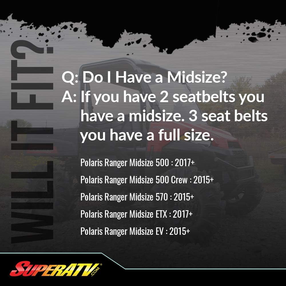 Full Windshield for Polaris Ranger Midsize 570 / Crew, 1/4" Thick Clear Scratch Resistant Polycarbonate U956
