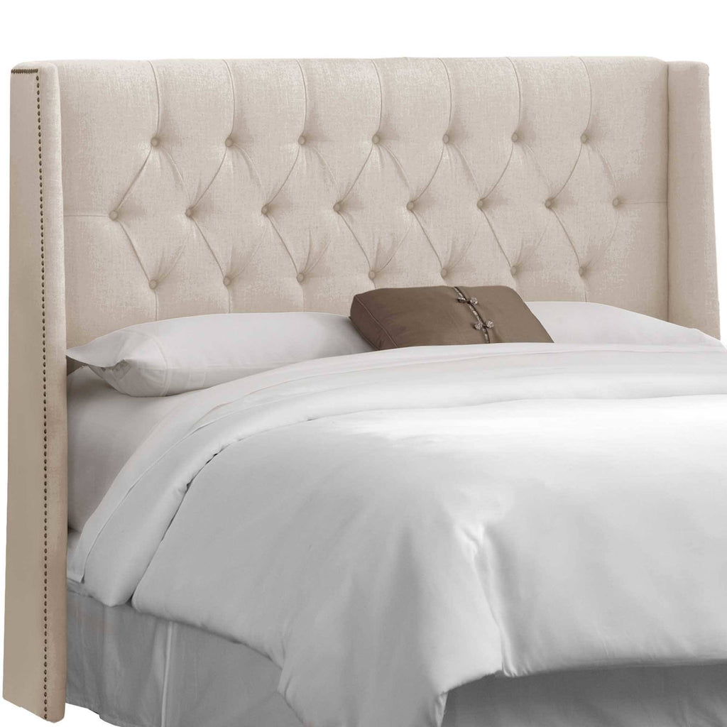California King Beige Linen Wingback Headboard N147