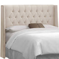 California King Beige Linen Wingback Headboard N147