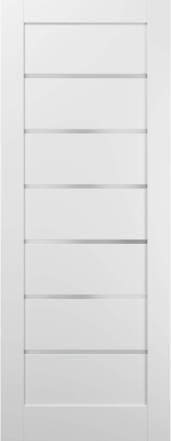 White Silk Frosted Opaque Glass Barn Door Panel 30 x 84 N3464