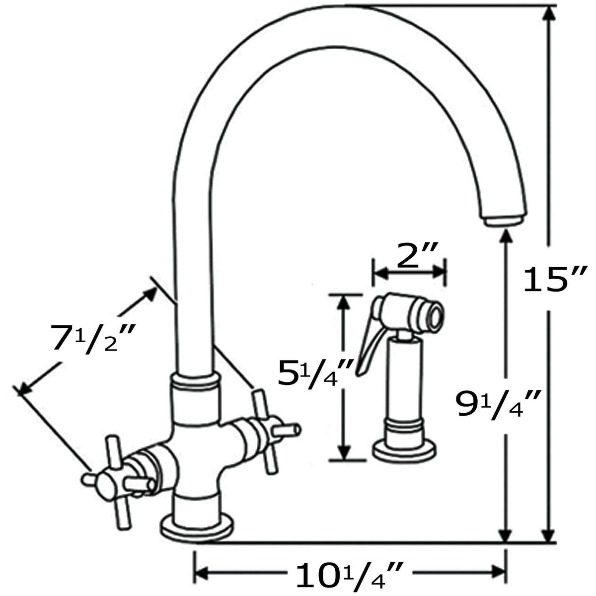 Dual Handle Faucet with Gooseneck Swivel Spout and Side Spray M839