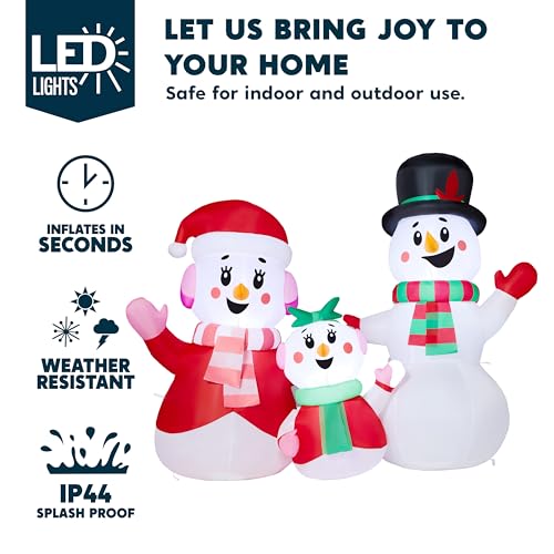 4 FT Christmas Inflatables Snowman Family with Build-in LEDs N120
