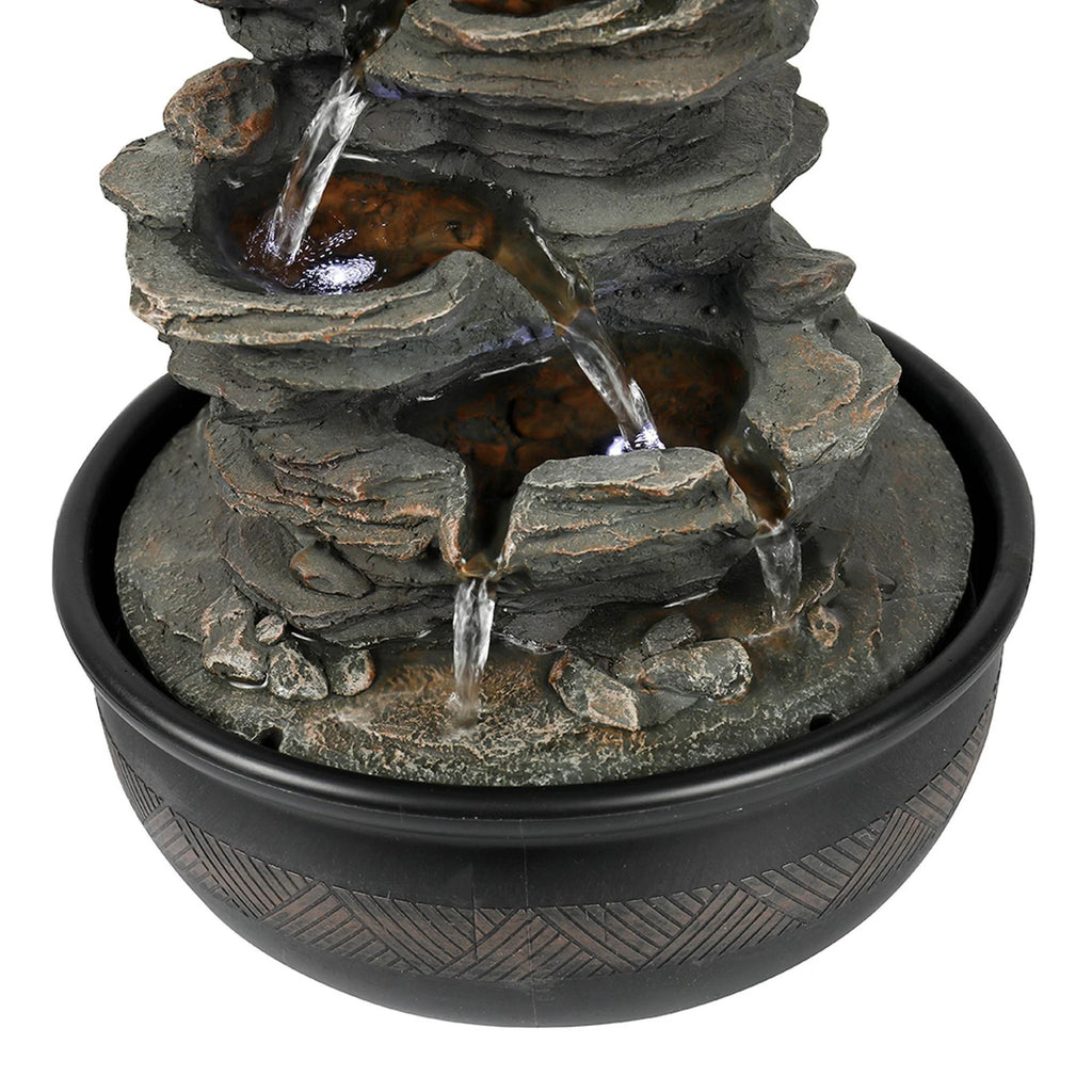 Tabletop Water Fountain with LED Light, Indoor Rock Resin Fountain S53166