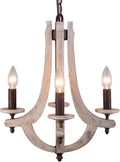 Wooden Iron Chandelier 4 Candle Holder G231074