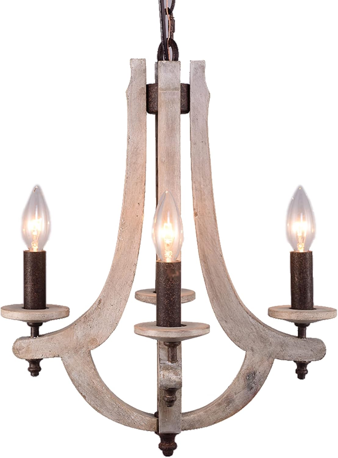 Wooden Iron Chandelier 4 Candle Holder G231074