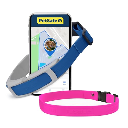 GPS Dog Collar with App, Waterproof Rechargeable (Blue, Grey) D19535