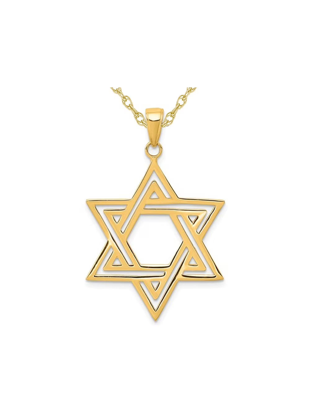 14K Yellow Gold Star of David Pendant Necklace with Chain J121