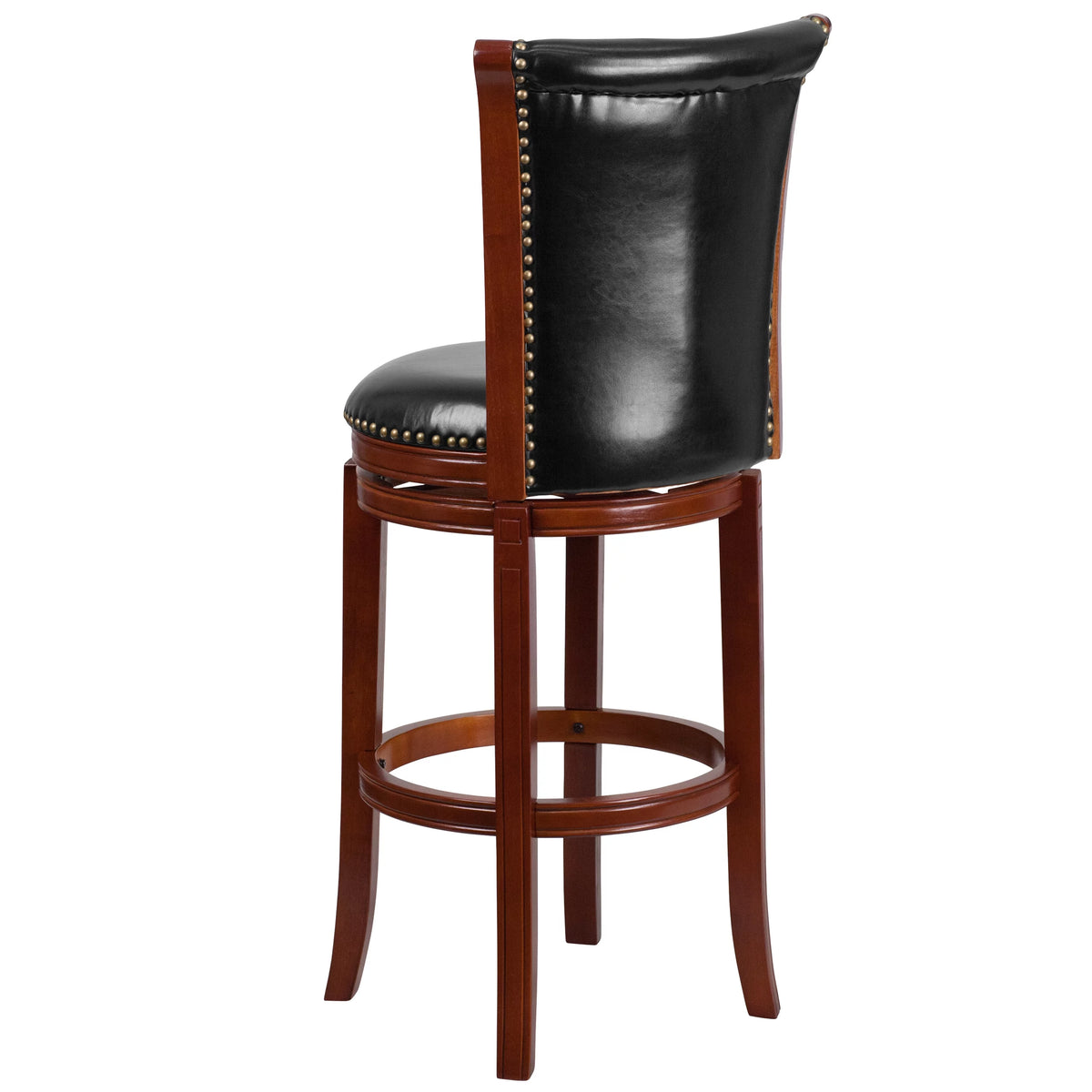 30'' High Dark Chestnut Wood Swivel Barstool Q65506