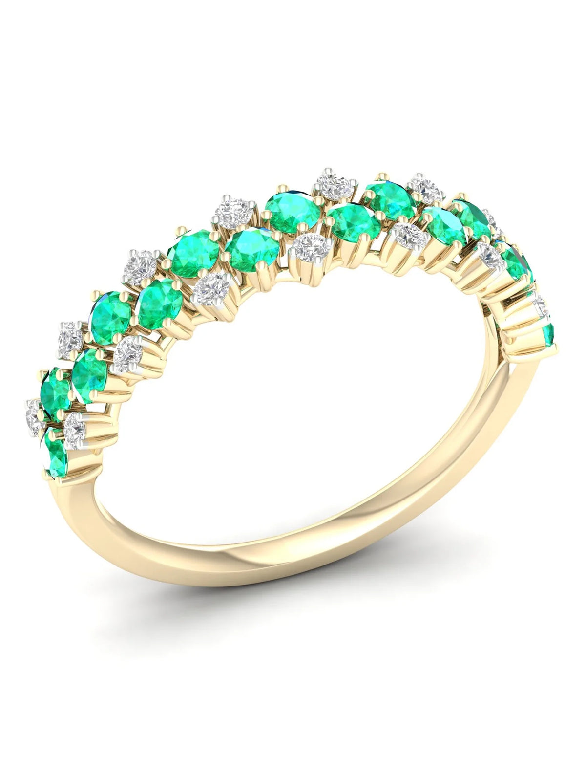 10k Yellow Gold Emerald Diamond Women's Band K541
