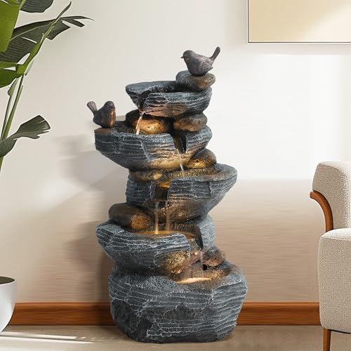 5-Tier Cascading Rock Water Fountain with Lights X11232