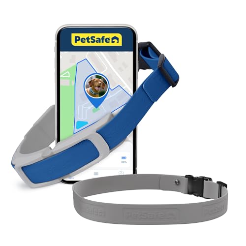 GPS Dog Collar with App, Waterproof Rechargeable (Blue, Grey) D19535