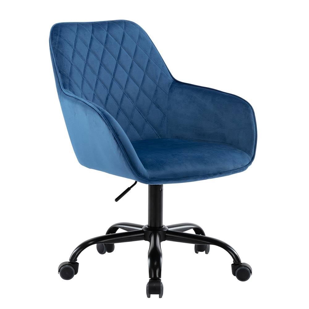 Blue Velvet Upholstered Swivel Office Chair G47594