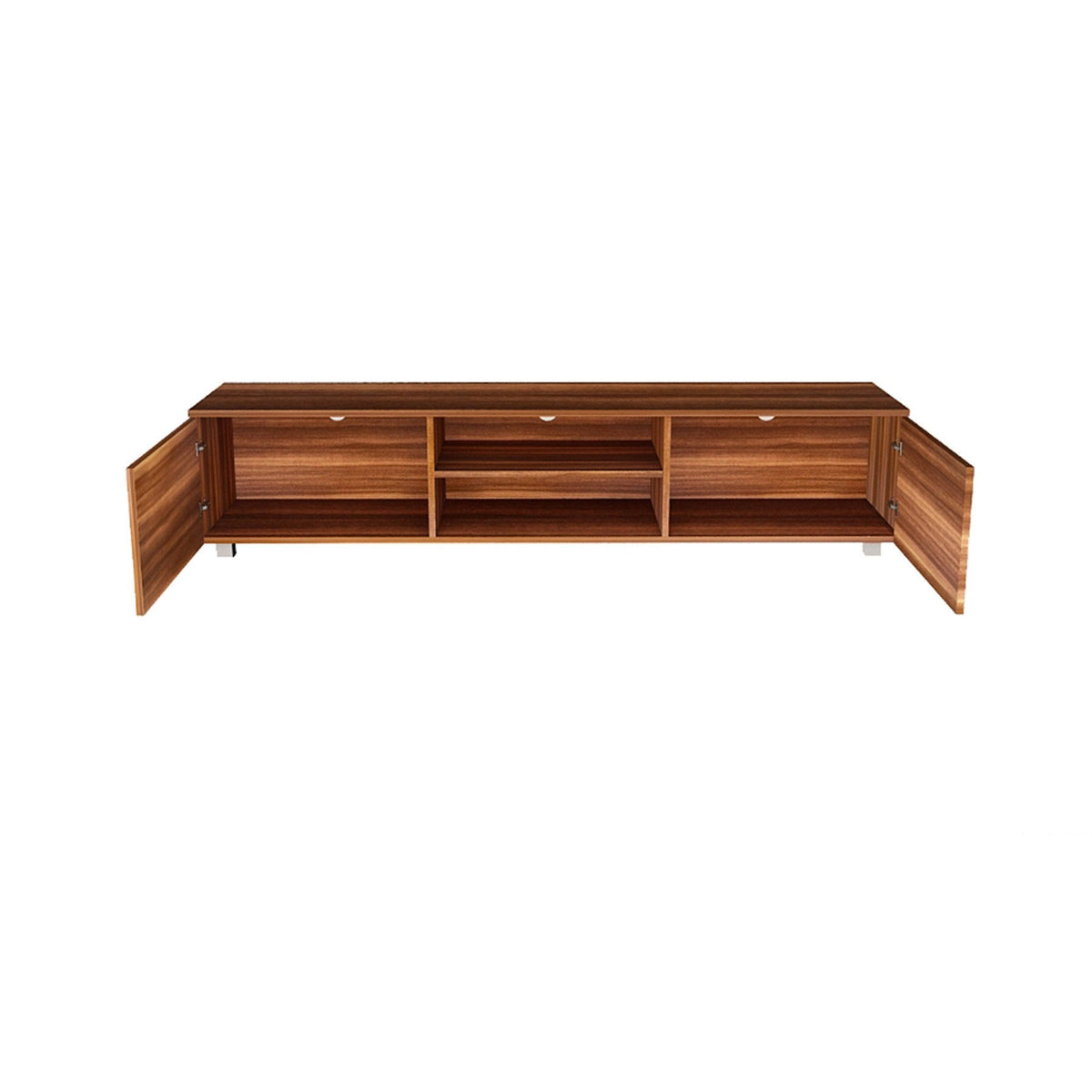 Black TV Stand with Storage Cabinet and Open Shelves J215