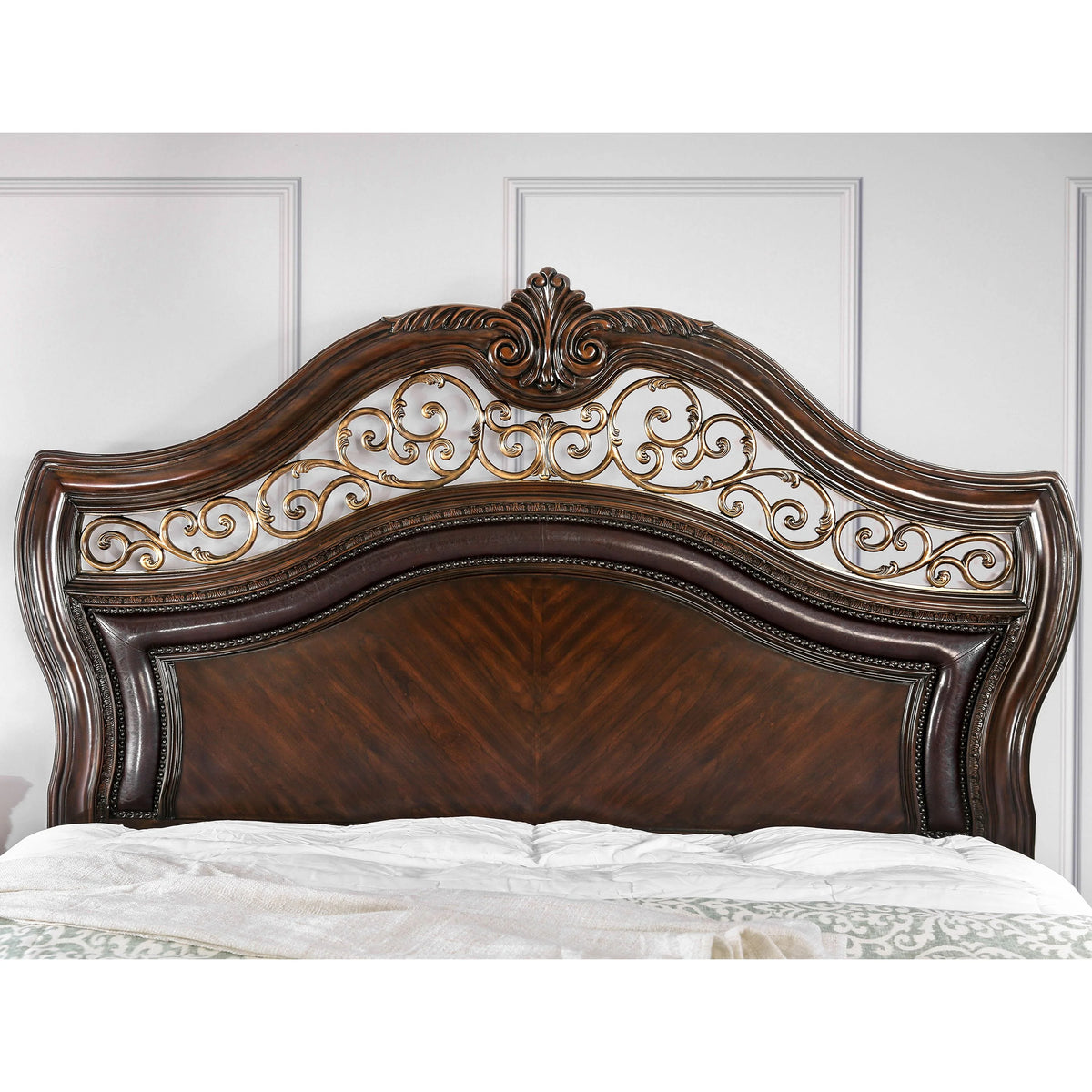 Brown Cherry Queen Wood Panel Bed I434105
