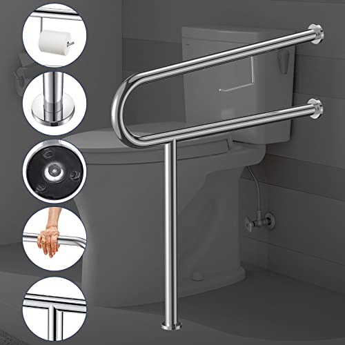 24Inch Height Adjustable Flip Up Aluminum Alloy Toilet Grab Bar L590