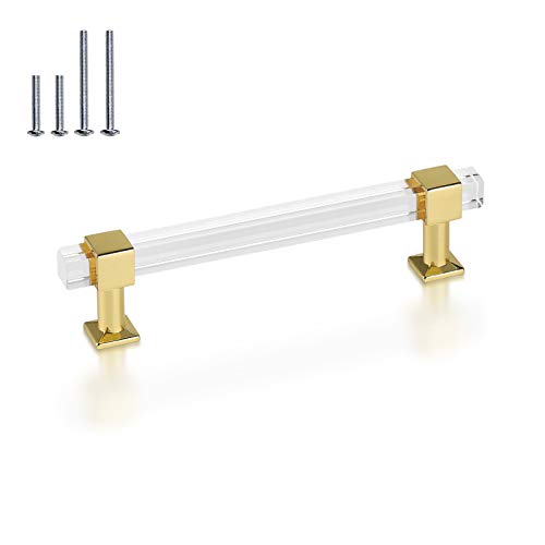 30 Pack 5 Inch Hole Center Gold Acrylic Cabinet Pulls C383105