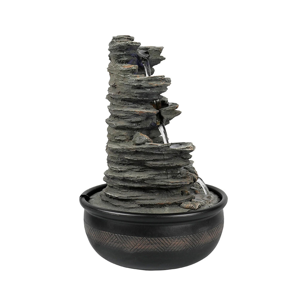 Tabletop Water Fountain with LED Light, Indoor Rock Resin Fountain S53166