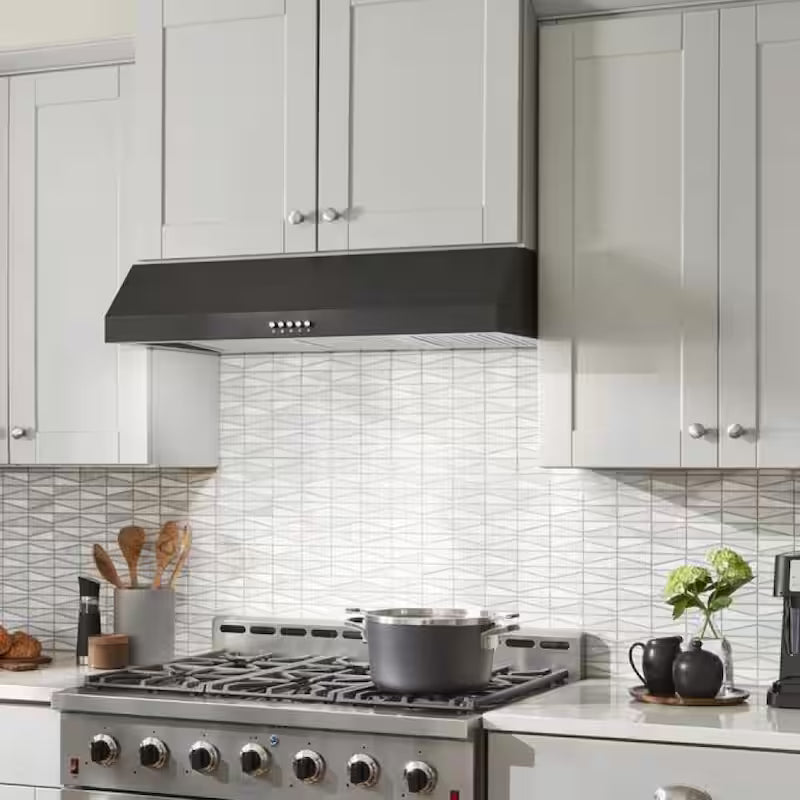36 in. W Convertible Under Cabinet Range Hood in Black with LED Lighting and Charcoal Filter M67160