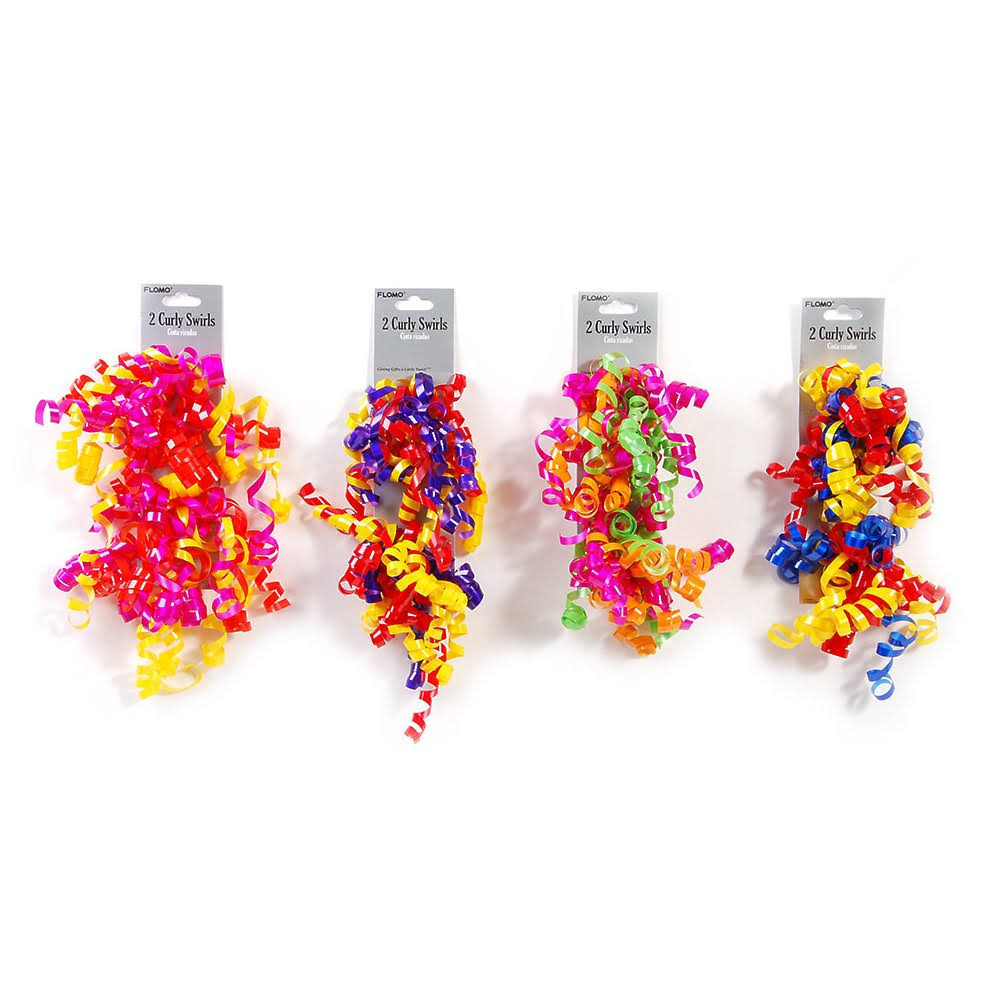 2 Pack Multi-Color Curly Swirl Gift Bows V80578