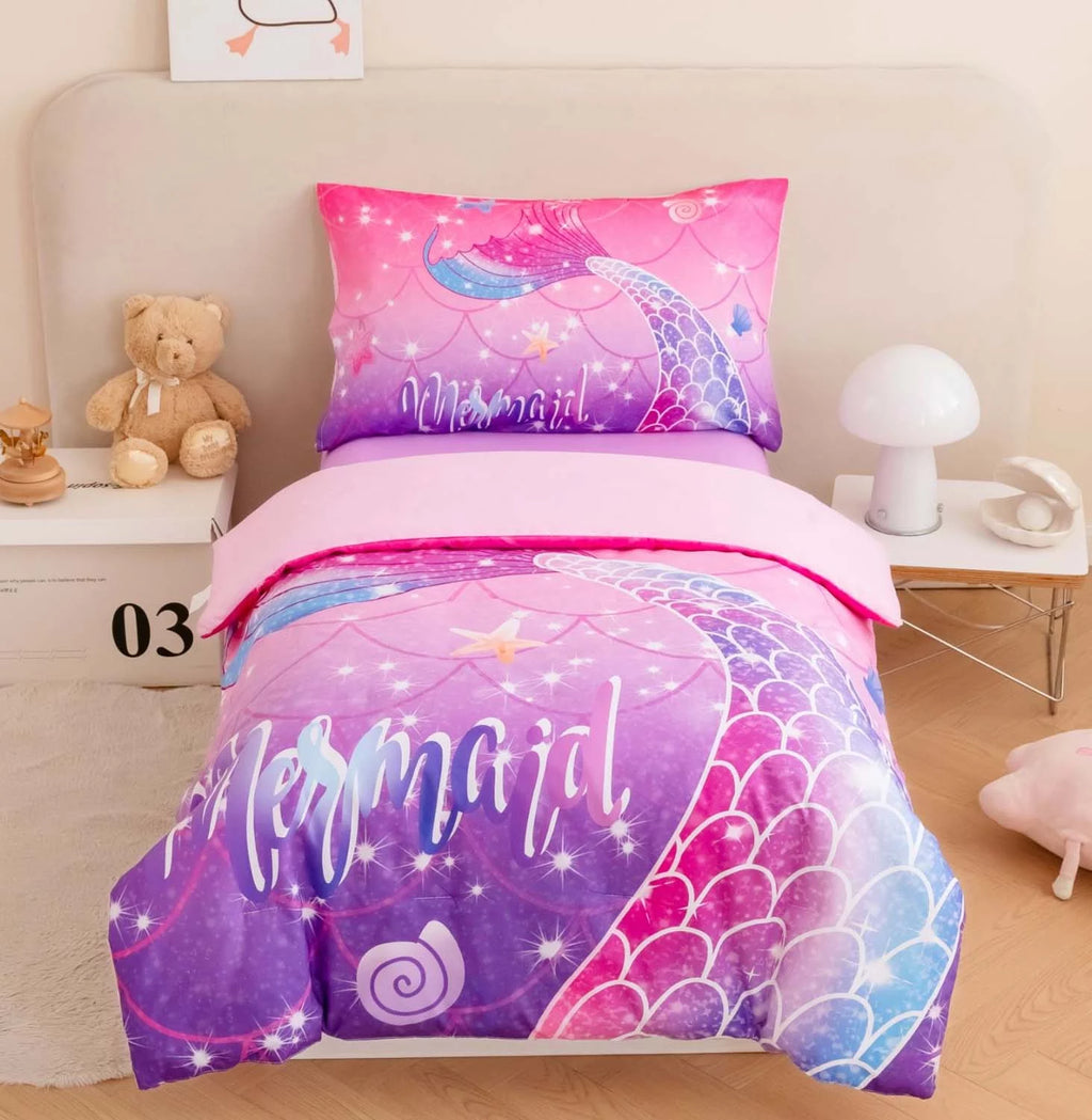 4 Pcs Pastel Fish Scale Kids Bedding Set V522