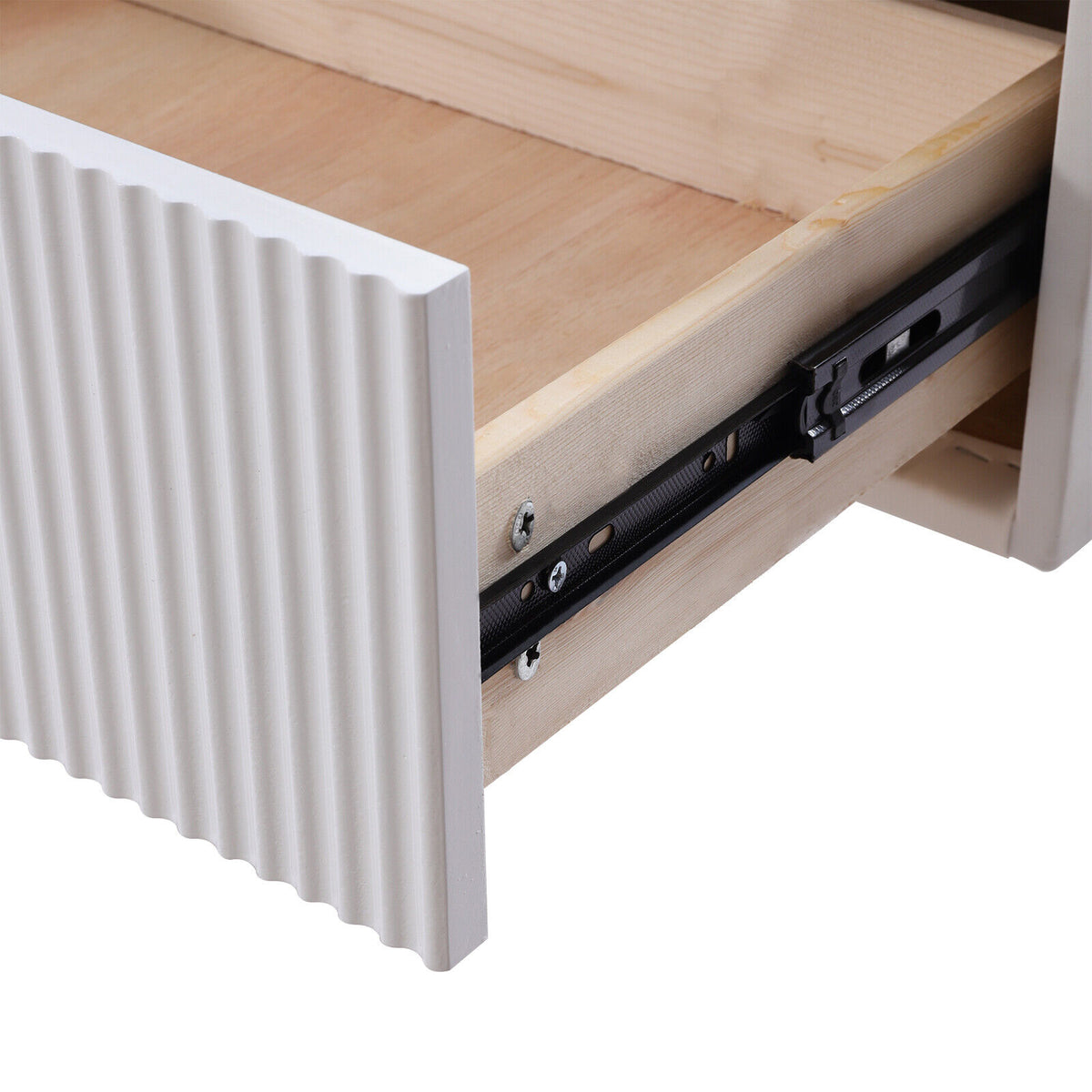 White 2 Drawer Wood End Table U5472