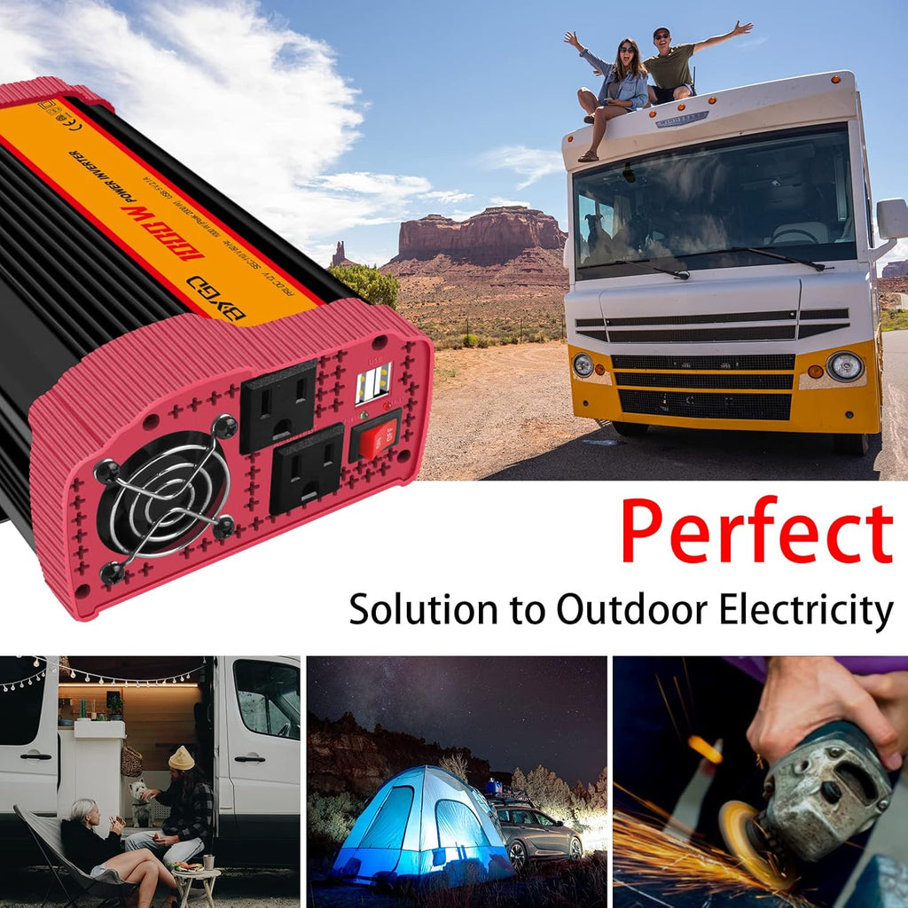 1000W Car Power Inverter DC 12V to 110V AC with 2 USB Ports A861027