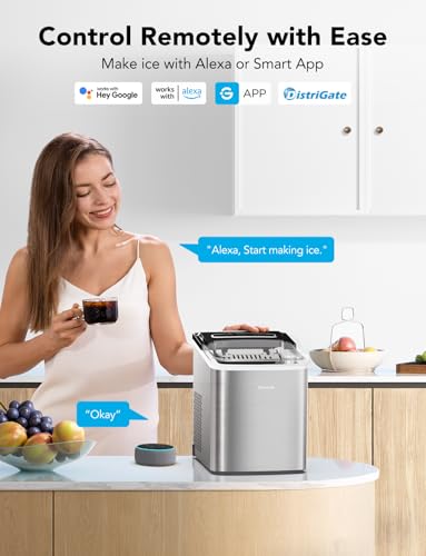 Smart Ice Maker Machine Countertop with Self Cleaning, 26lbs in 24Hrs, Portable with Basket and Scoop G2749