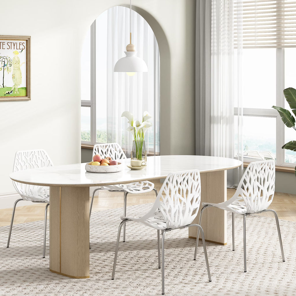 White Set of 4 Stackable Plastic Side Chairs Q715341