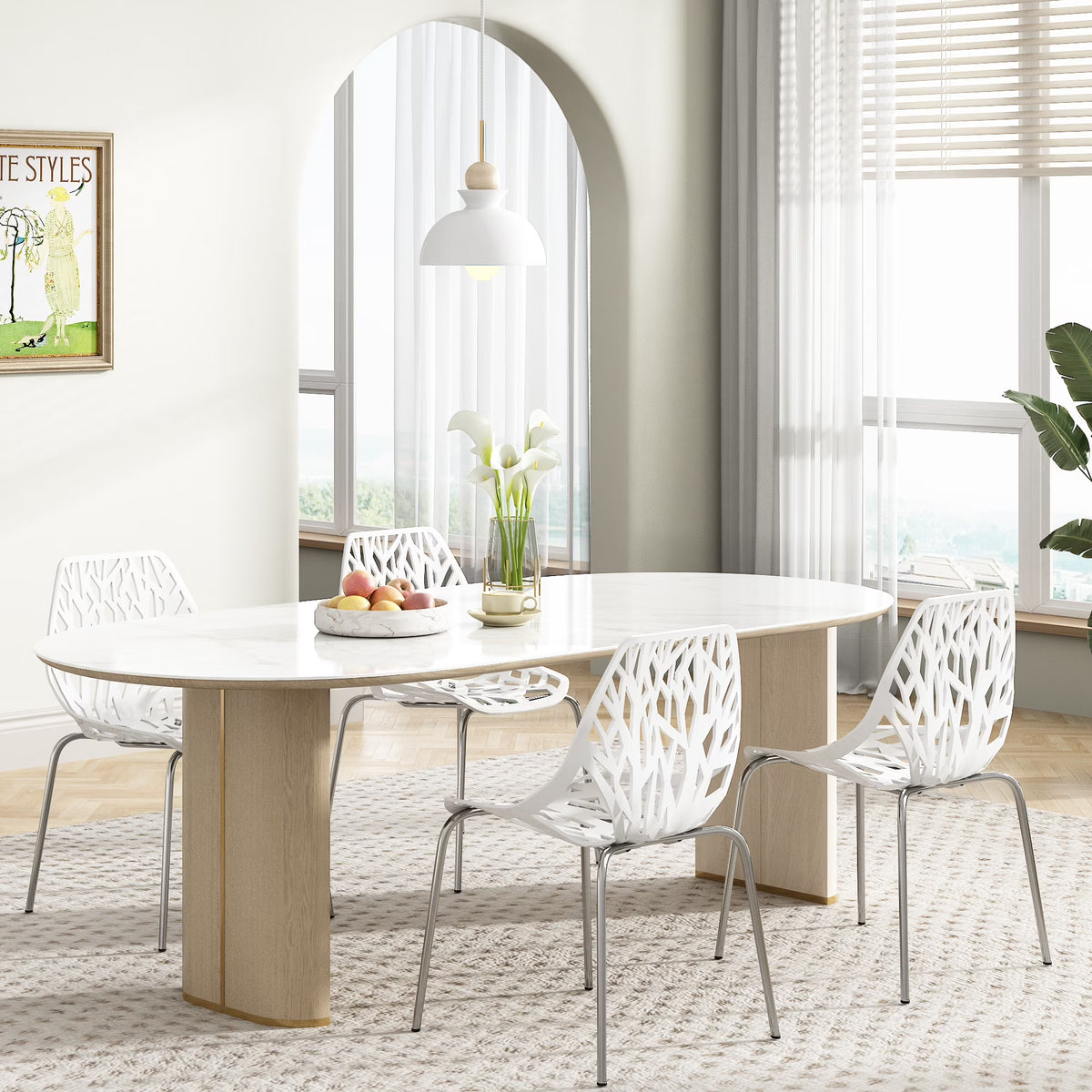White Set of 4 Stackable Plastic Side Chairs Q715341