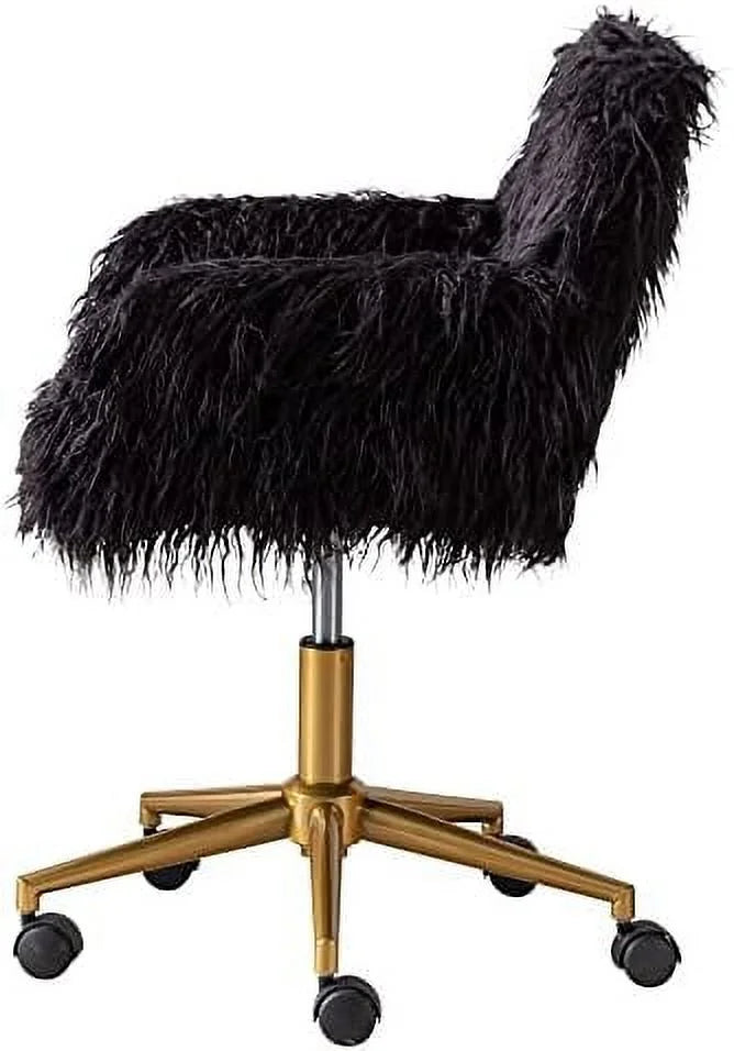Fluffy Faux Fur Swivel Desk Chair with Wheels Q4912