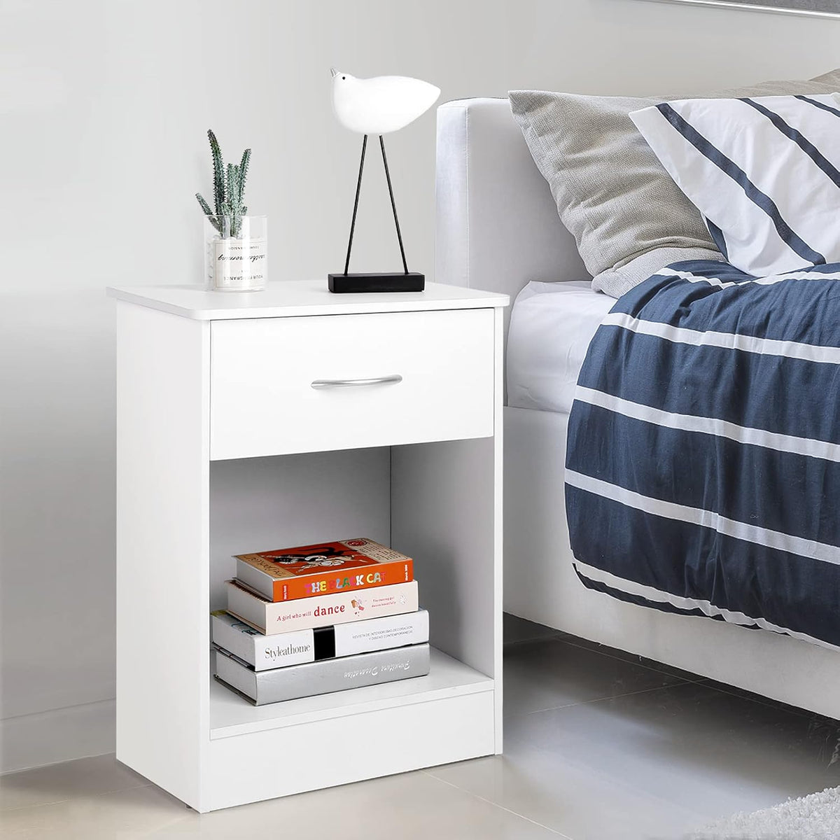 Black Nightstand with Drawers H296967