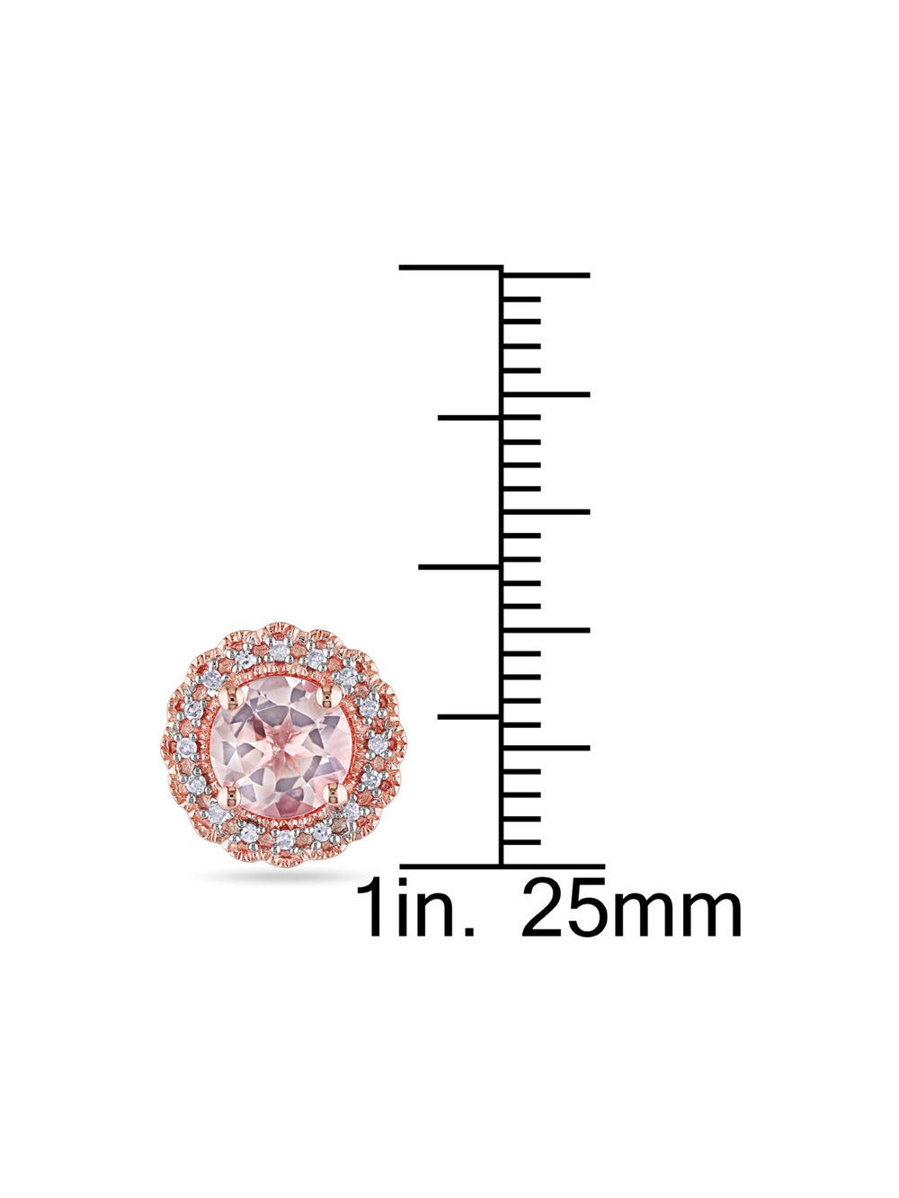 Morganite Stud Earrings with Diamonds in Rose Sterling Silver A860897