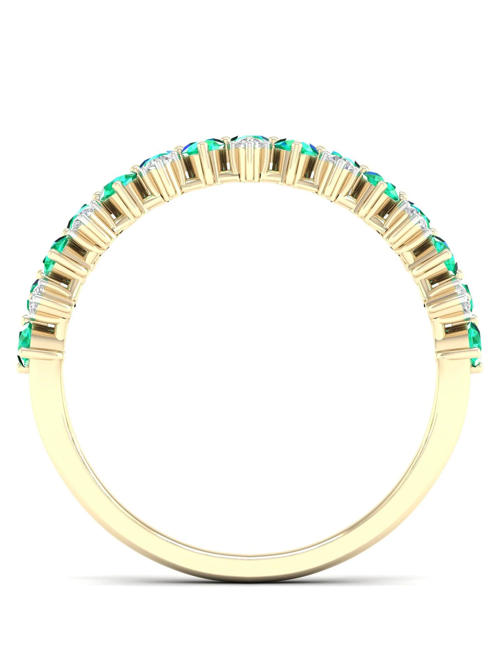 10k Yellow Gold Emerald Diamond Women's Band K541