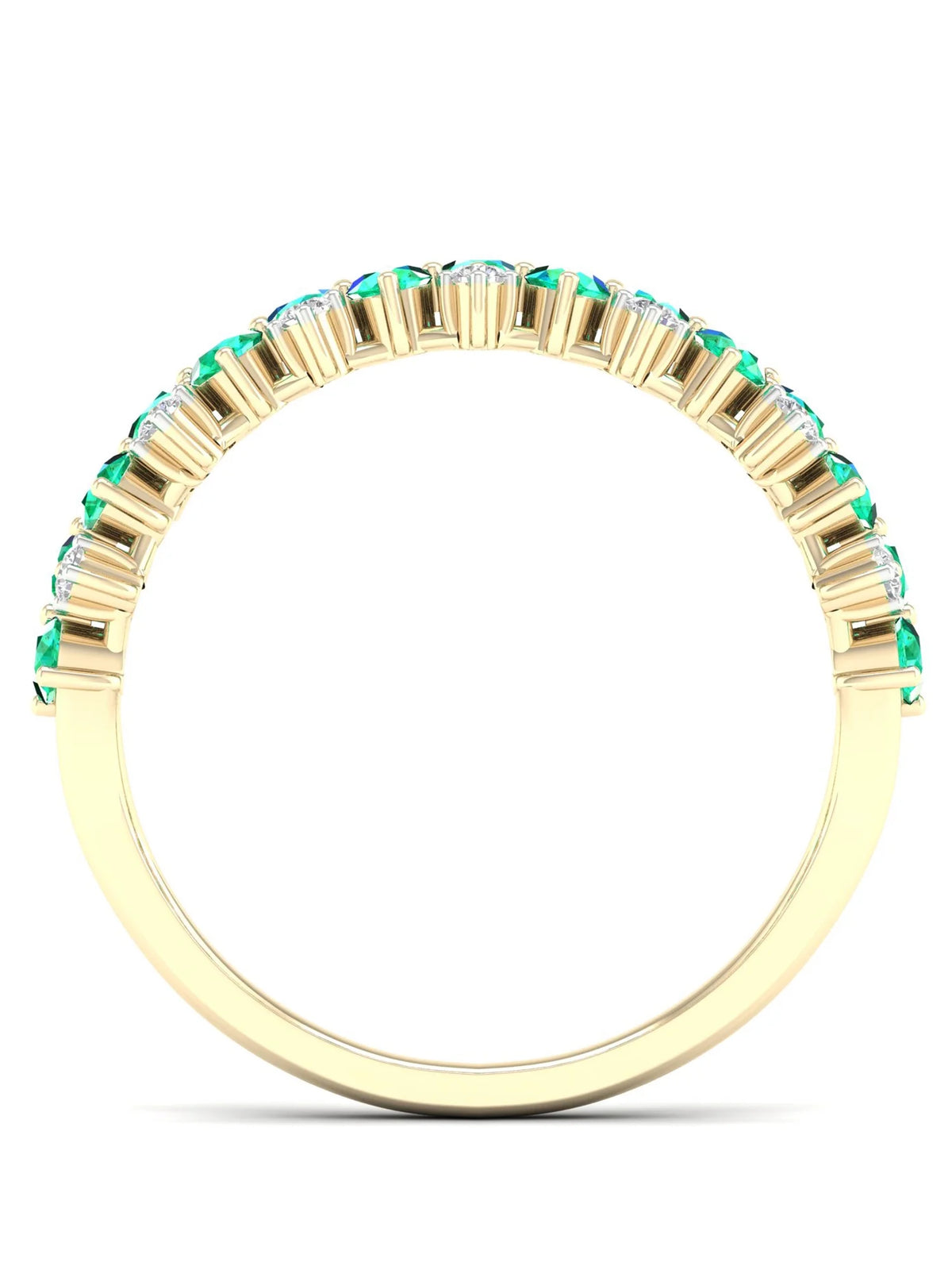 10k Yellow Gold Emerald Diamond Women's Band K541