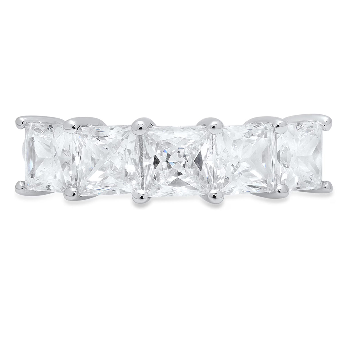 Princess Cut Genuine Cultured Diamond 18K White Gold Eternity Ring C218