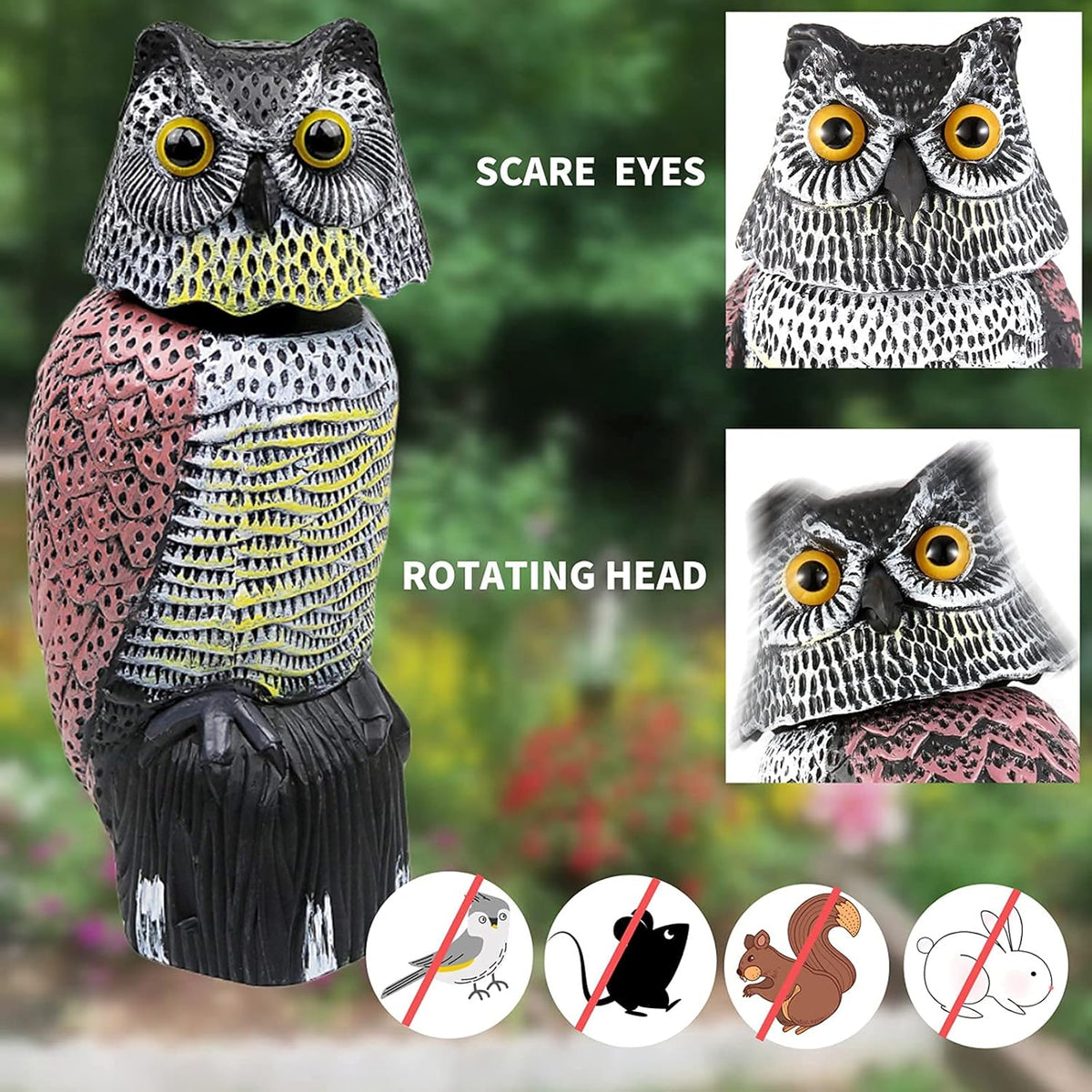 Owl Decoy with Rotating Head M97434
