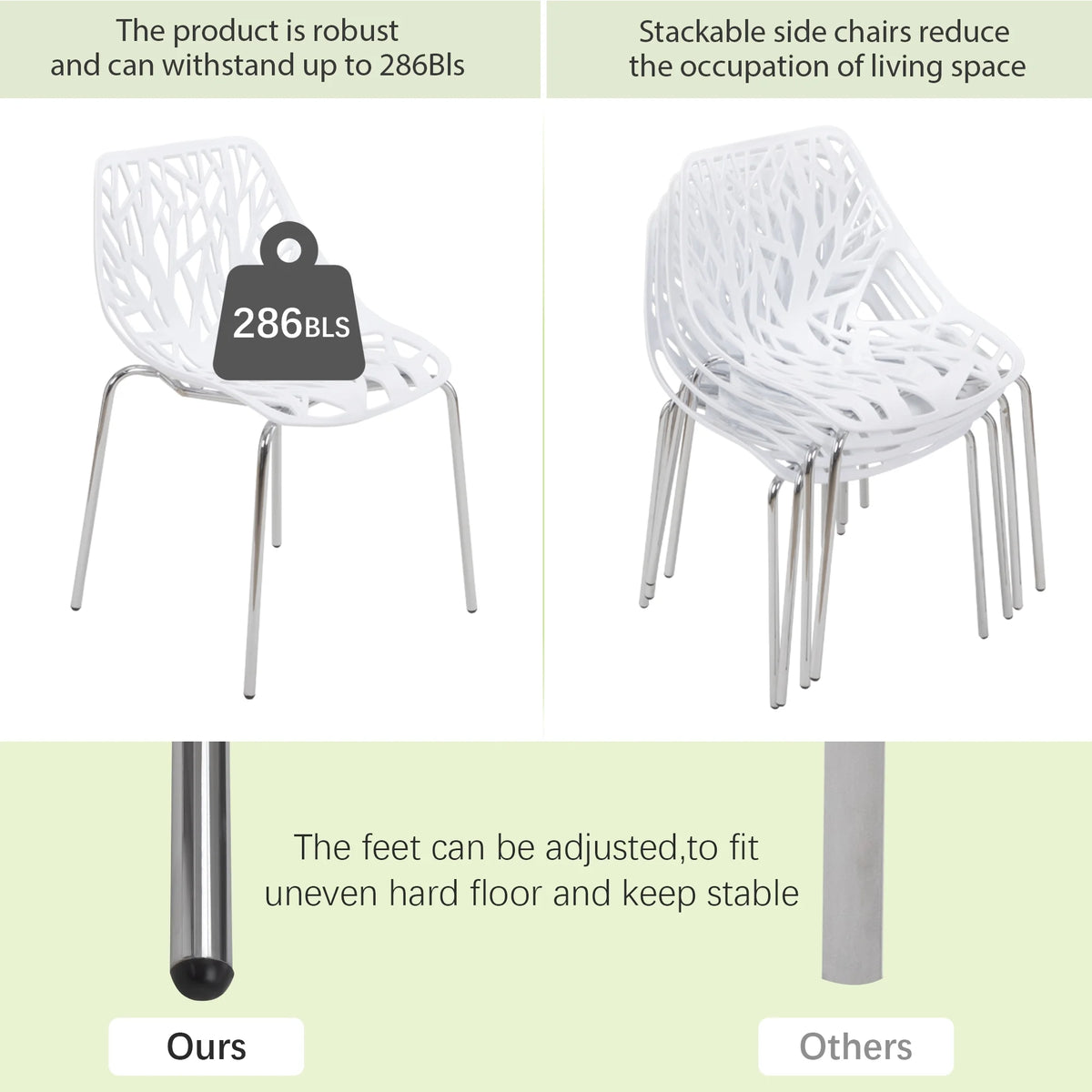 White Set of 4 Stackable Plastic Side Chairs Q715341