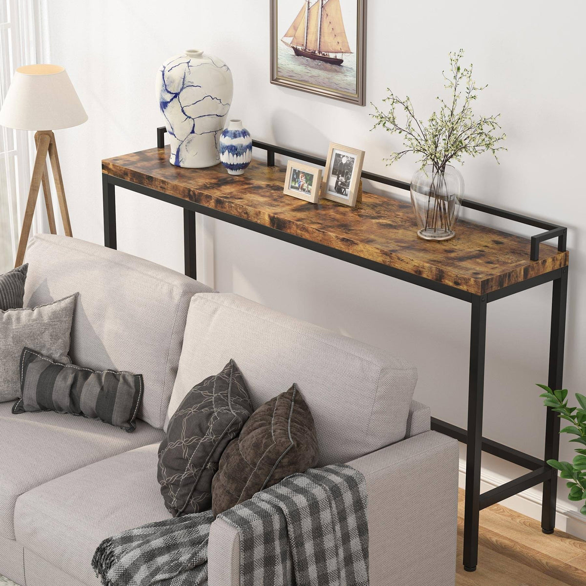 Brown Narrow Console Table T462