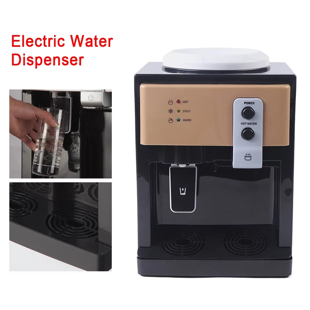 Top Loading Countertop Water Cooler Dispenser with Hot Cold and Room Temperature Water, Black S28155